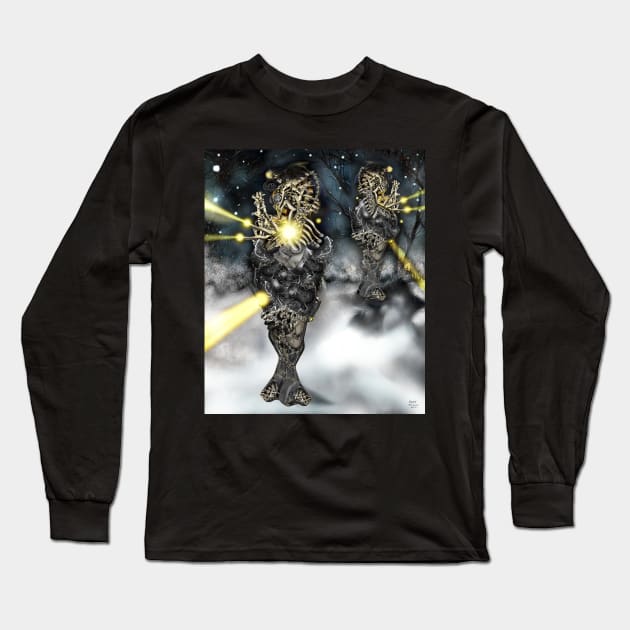 Electronic Rabbit Fighters [Digital Science-Fiction Drawing] Long Sleeve T-Shirt by grantwilson